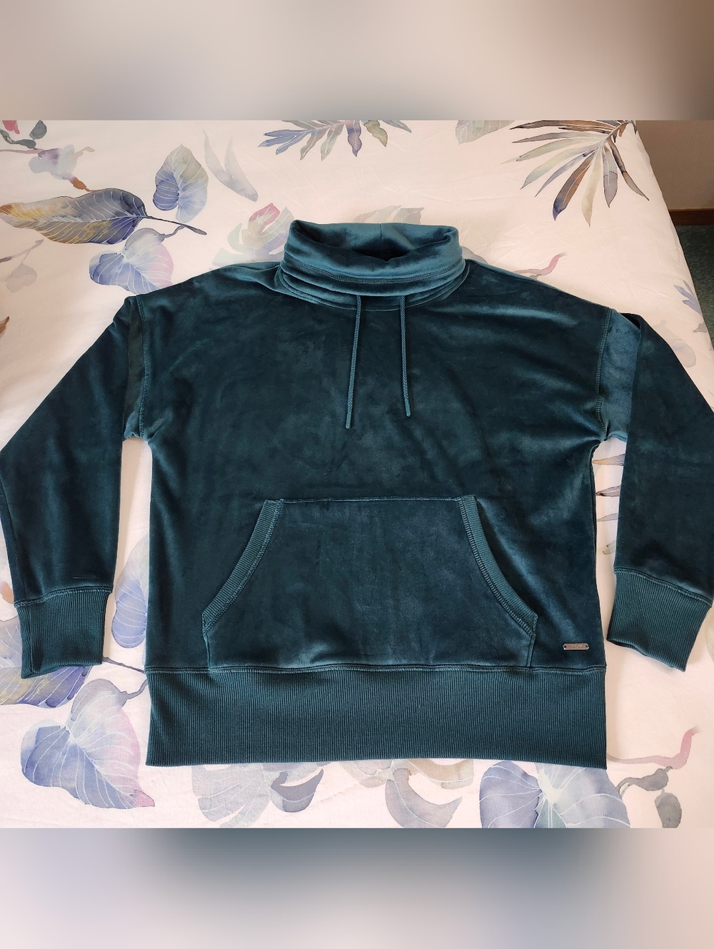 Teal Velvet Funnel Neck Sweatshirt